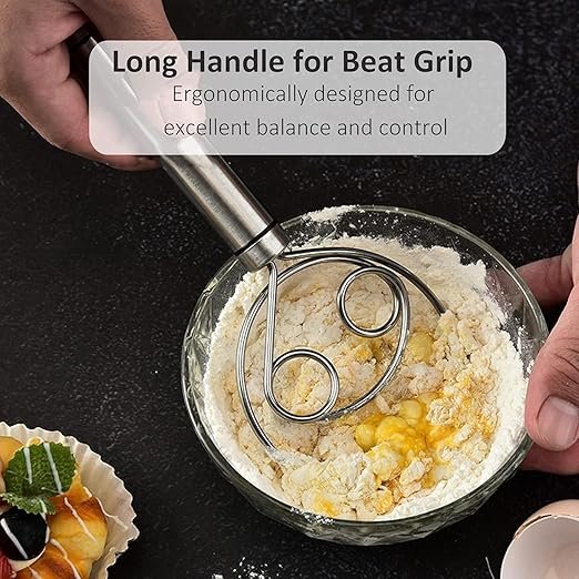 chapati atta maker 2 Atta Kneader Dough Maker with Stainless Steel Food Processor Roti Atta Blender Beater Manual Flour Mixer for Egg, Bread, Cake, Pastry, Pizza Dough - Image 2