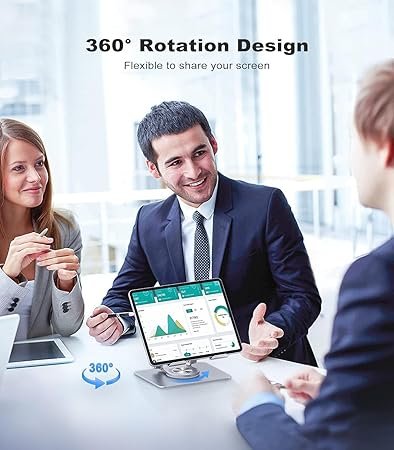 metal stand 2 Tablet Stand, 360 Rotating Portable Aluminum Adjustable Folding Tablet Stand Holder for I Pad, Tablet, Smartphones, Flexible Rotation Stand for Bad, Table, Office, Home Floor Stand - Image 3