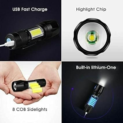 small sun 2 4000LM Waterproof Mini Flashlight Built in Battery USB Charging - Image 3