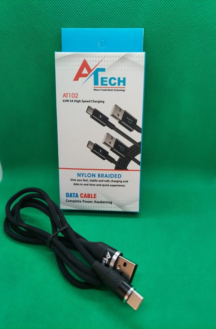A Tech 102 65W USB to Type C - Braided Cable - Image 1