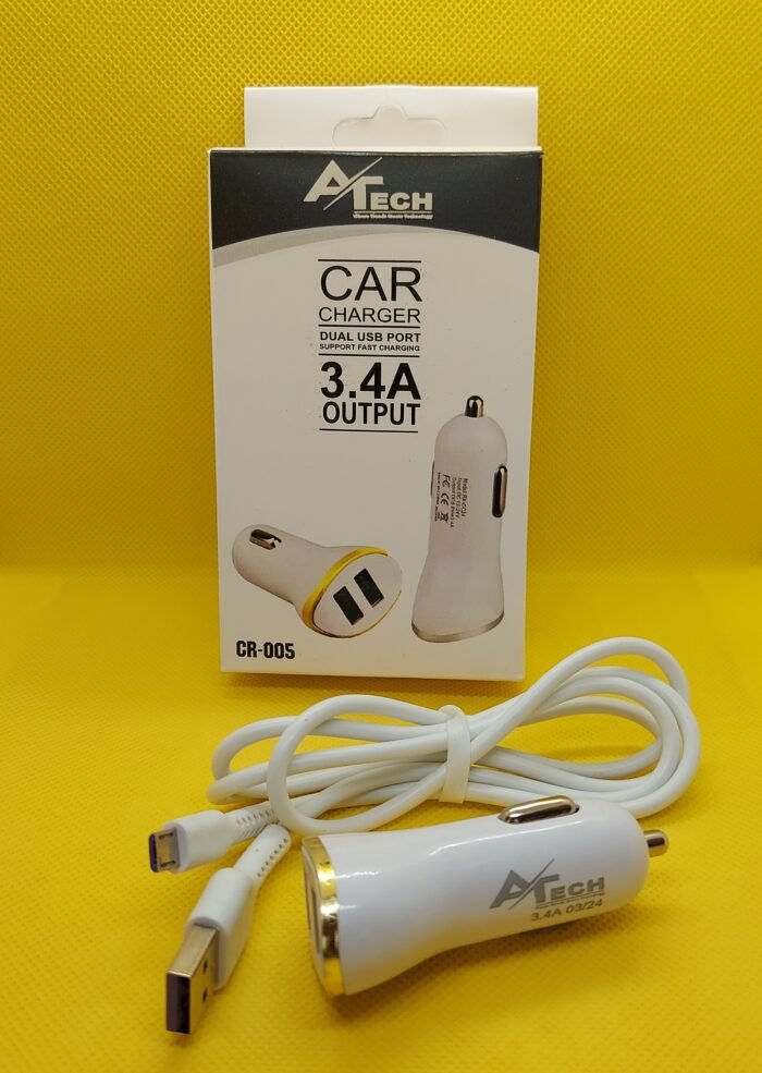 A Tech - 3.4 A - Car Charger with Cable A-Tech - 3.4 Amp Car Charger with Micro Cable - Image 1