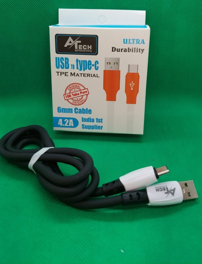 A Tech - Type C - 120 Watt Cable USB C Cable USB Type C Cable, 120 W Charge Charging - Image 1