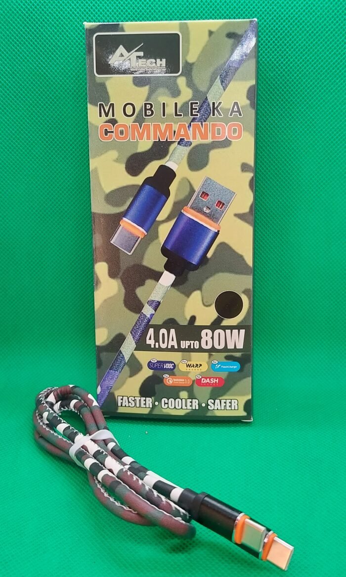 A Tech - Type C to C - Commondo Cable Type C to Type C Cable | Fast Charging | Commando Cable - Image 1