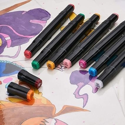 marker set 2 Dual Tip Art Markers for Kids & Adult Coloring Sketching Calligraphy Drawing Markers Non Toxic Twin Head Permanent Colouring Marker for Artists Paint Markers Pen with Carry Case (24PCS) - Image 3