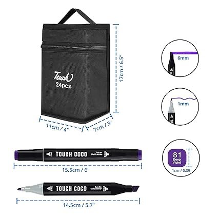 marker set 3 Dual Tip Art Markers for Kids & Adult Coloring Sketching Calligraphy Drawing Markers Non Toxic Twin Head Permanent Colouring Marker for Artists Paint Markers Pen with Carry Case (24PCS) - Image 4
