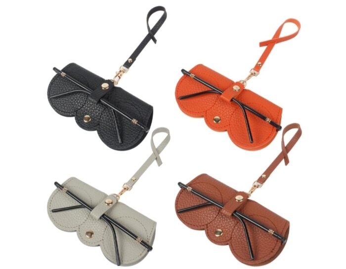 sunglasses cover (1) Leather Sunglasses Case with Button Clip - Color Brown - Image 2