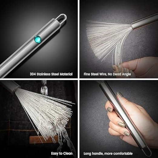 brush 5 Stainless Steel Pan Cleaning Brush | Kitchen Brush | Pan Scrubber | Wok Brush | Pot Scrubber | Dishes Scrub Brush | Steel Scrubbers for Cleaning Dishes | Steel Wool Scrubber with Handle | Steel Scrubber | Steel Scrubber Brush - Image 6