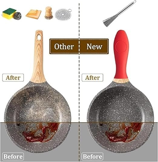 brush 6 Stainless Steel Pan Cleaning Brush | Kitchen Brush | Pan Scrubber | Wok Brush | Pot Scrubber | Dishes Scrub Brush | Steel Scrubbers for Cleaning Dishes | Steel Wool Scrubber with Handle | Steel Scrubber | Steel Scrubber Brush - Image 7