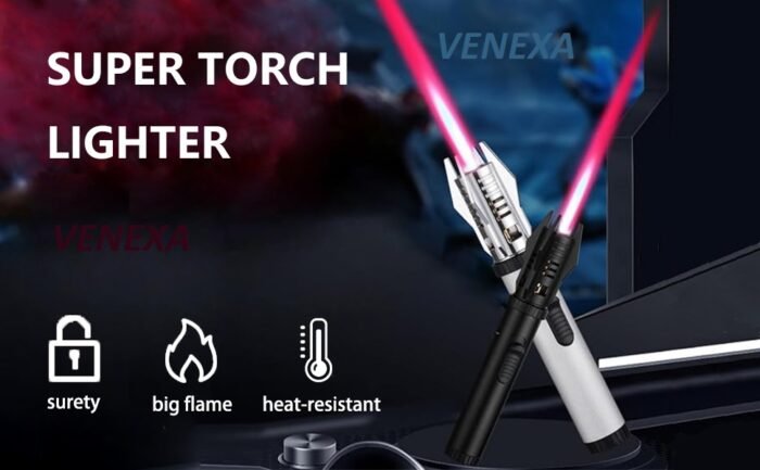 jet flame 1 Torch Lighter, Bright Fire Lighter with Safety Lock and Adjustable Flame, Refillable Butane Gas Windproof Jet Flame Cool Lighters for Candles Campfires BBQ Baking, Camping, Gift. - Image 9