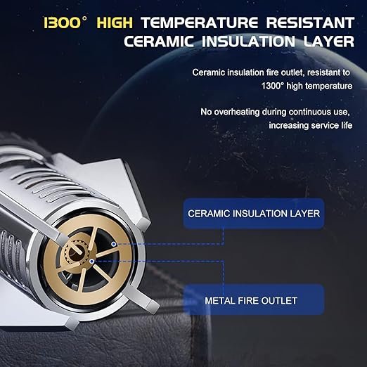 jet flame 7 Torch Lighter, Bright Fire Lighter with Safety Lock and Adjustable Flame, Refillable Butane Gas Windproof Jet Flame Cool Lighters for Candles Campfires BBQ Baking, Camping, Gift. - Image 3