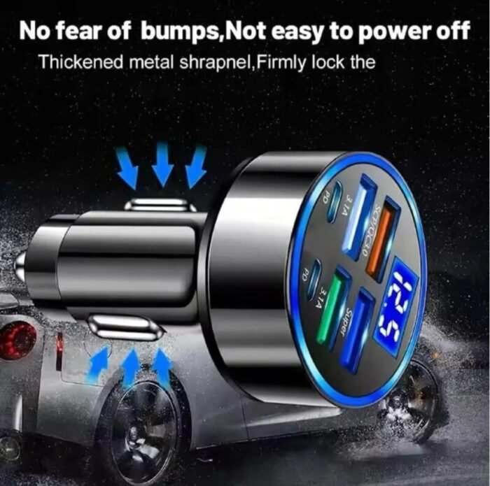 Car charger (3) 6 in 1 Car Charger USB Adapter Fast Charging Adapter Multi-Function Charger - Image 4