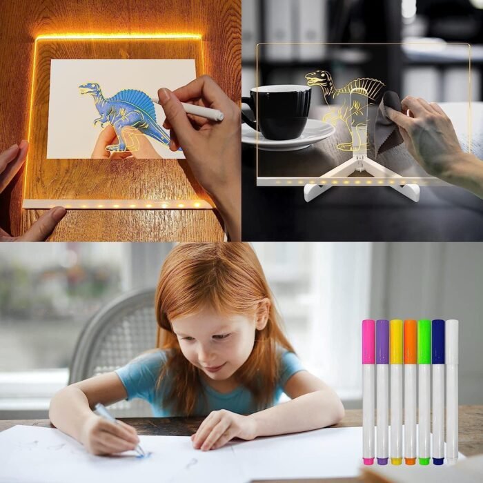 acrylic 8 3d Acrylic LED Message Board, LED Writing Board With Pen Glowing Board - Image 1