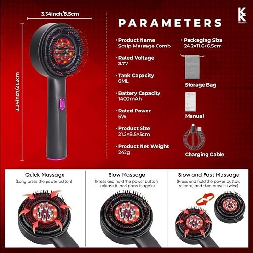comb 4 Premium Electric Scalp Massager Comb - 3 In 1 Hair Oil Applicator - Image 5