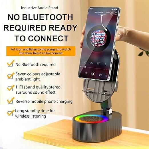 speaker 3 Wireless Induction Audio Bluetooth Speaker 5in1 Phone Holder - Image 4