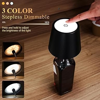 table 2 Wireless Bottle Lamp Shade Rechargeable LED Portable Cordless Table Lamp - Image 1