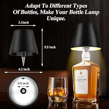 table 3 Wireless Bottle Lamp Shade Rechargeable LED Portable Cordless Table Lamp - Image 4