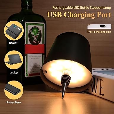 table 5 Wireless Bottle Lamp Shade Rechargeable LED Portable Cordless Table Lamp - Image 6