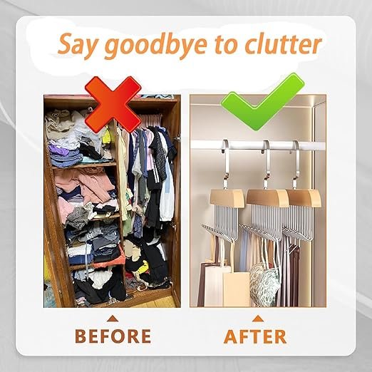 wooden 5 Wooden Hanger - Multipurpose Adjustable 8 Hooks Closet Wooden Hanger - Image 6