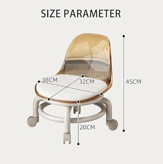chair 2 360 Rotating Rolling Acrylic Mini Chair with Round Rolling Seat - Image 3
