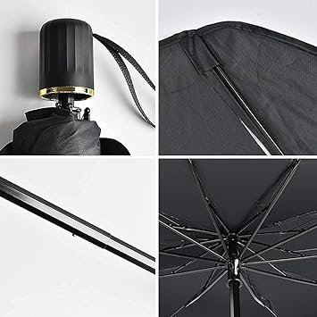 umbrella 5 Foldable Car Umbrella, Windproof, Black - Image 6